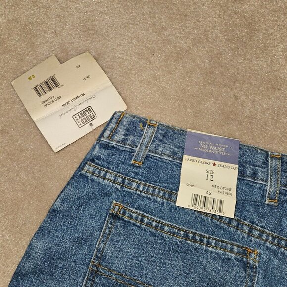 2 NWT Faded Glory Blue Jeans Size 12 No Waist Modern Style Looser Fit Medium - Picture 10 of 11